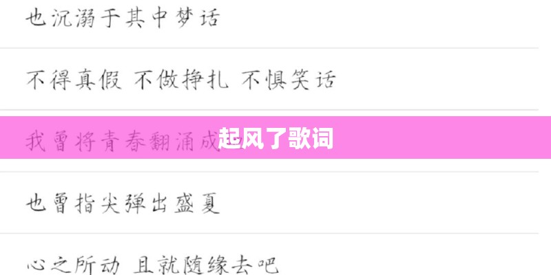 起风了歌词
