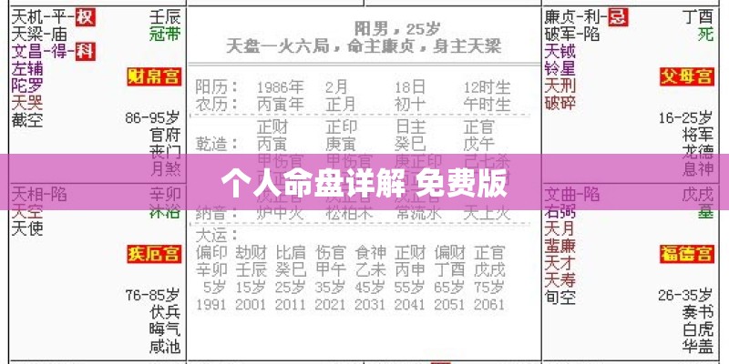 个人命盘详解 免费版 个人命盘详解 免费版