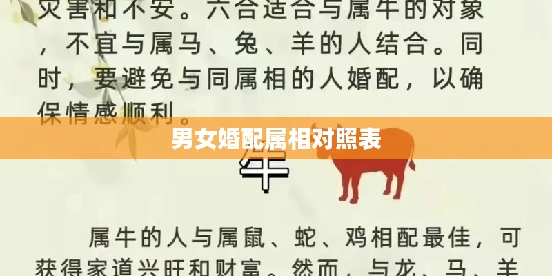 男女婚配属相对照表