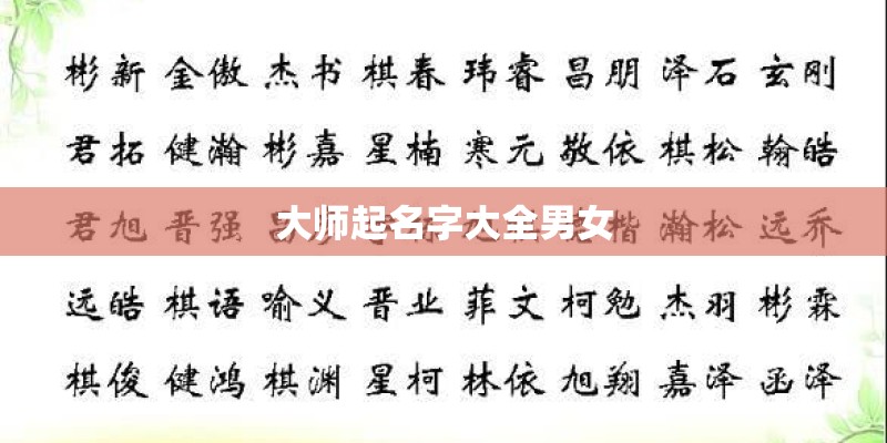 大师起名字大全男女