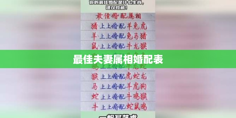 最佳夫妻属相婚配表 最佳夫妻属相婚配表