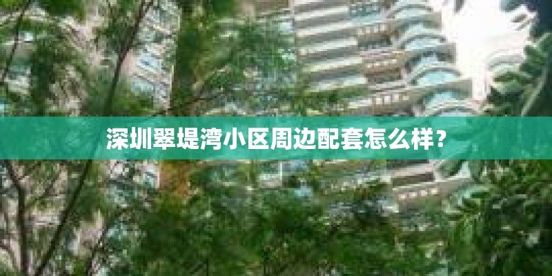 深圳翠堤湾小区周边配套怎么样？