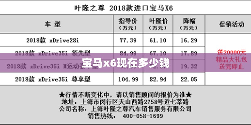 宝马x6现在多少钱 宝马x6现在多少钱